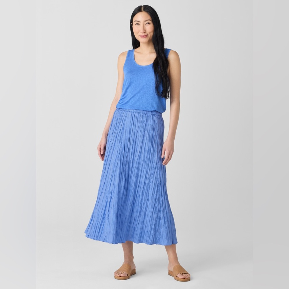 NWT Eileen Fisher Crushed Silk Flared Skirt